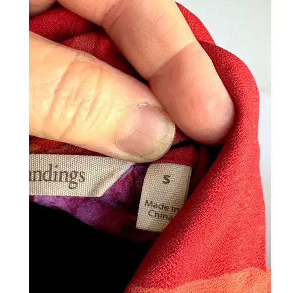 SOFT SURROUNDINGS Red Watercolor Art To Wear Provencia Dress Hankerchief Sz S - Picture 10 of 14